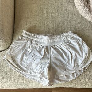 White lululemon 2.5 hotty hot shorts
